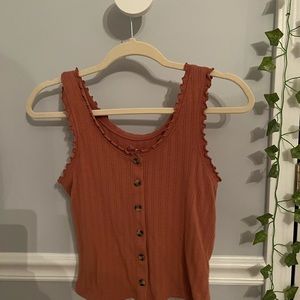 SO - ruffle tank top of buttons- pink